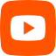 A youtube icon with an orange background in the footer.