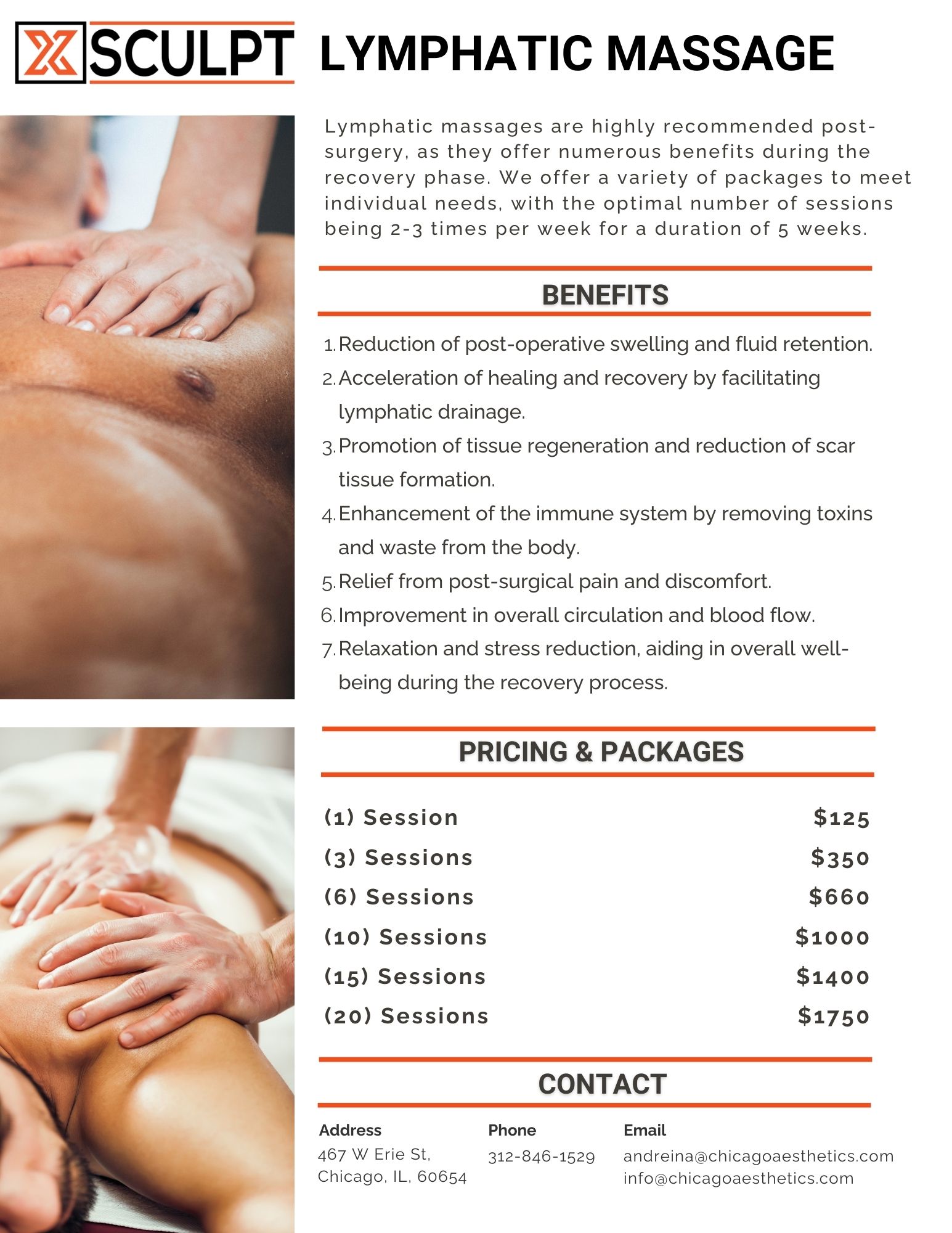 Lymphatic drainage massage pricing in Chicago Illinois